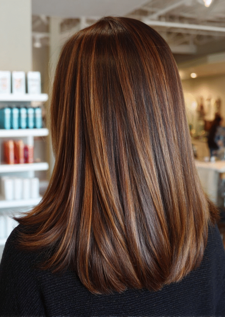 Chestnut with Golden Highlights hair color